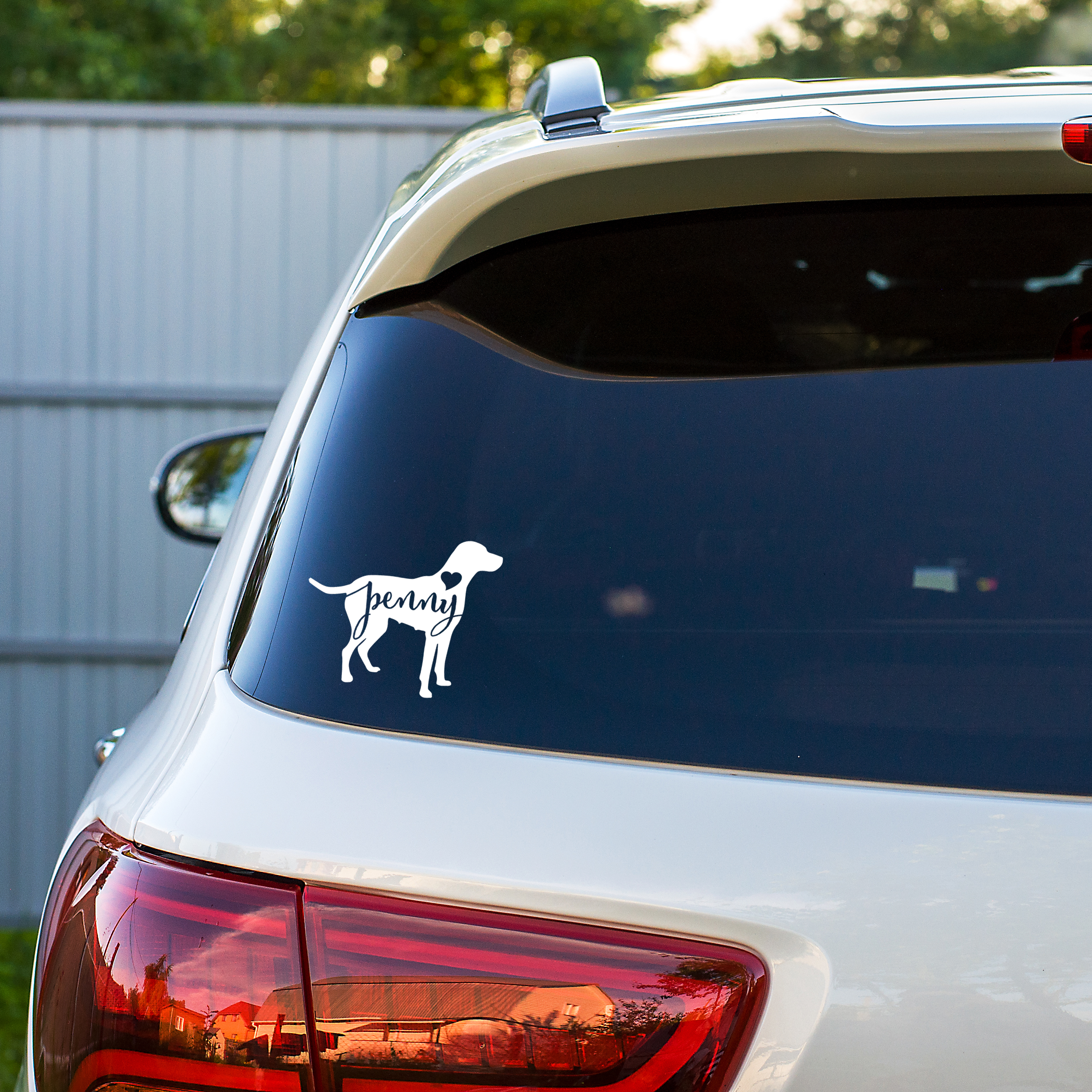 Dog Love Pet Silhouette Car Bumper Sticker Decal 5" x 4" 